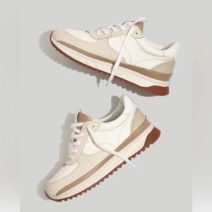 Kickoff trainer sneakers size: W8.5 in neutral colorblock leather